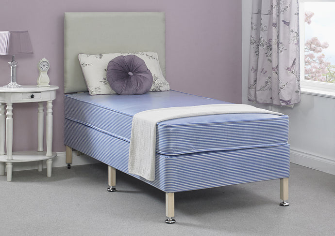 Thornley Care Contract PVC Water Resistant Coil Sprung Divan Bed Set on Legs